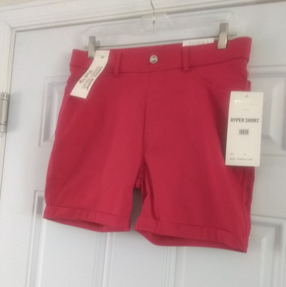 New THRILL Jeans Red Shorts High Rise Push Up Sz 1X